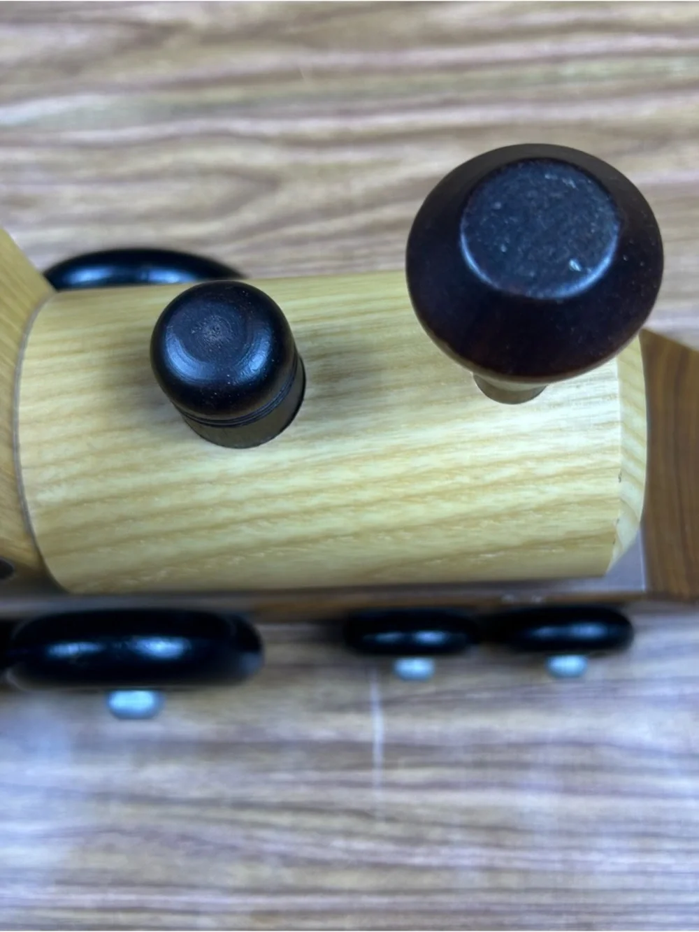 Vintage Amish Wooden Train Coin Bank Handmade Turning Wheels